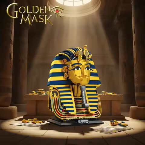 FUNXINEE Pharaoh Golden Mask 1603pcs Building Blocks, Egypt Sphinx MOC Technical Brick Model, Mythol