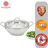 Kalpen Lager 5-layer seamless stainless steel deep stir-fry pan, solid stainless steel pan, 2-handle