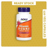 [Ready Stock] [EXP 09/2026] Now Foods Vitamin D-3 (D3) &amp; K-2 (K2) (1000IU / 45mcg) (120 Veg Capsules)