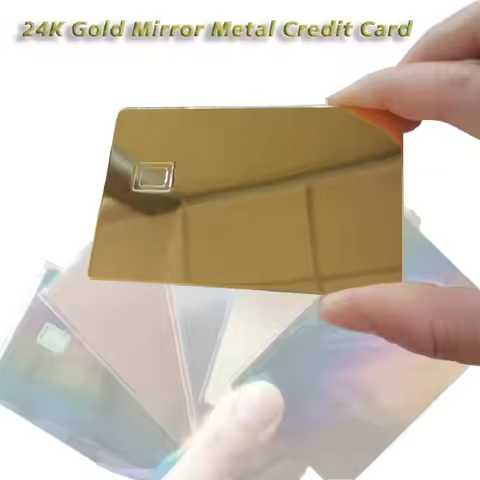 24k Mirror Credit Card Blank DIY 4442 Chip Slot with Hico 3 Track Magnetic Stripe for Ic Smart Intel