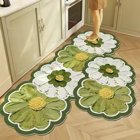 VIKAMA Special-Shaped Flower Kitchen Diatom Mud Mat Absorbent Quick-Drying Floor Mat Kitchen Bathroo