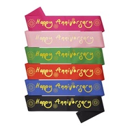 Happy Anniversary Satin Sash Anniversary Celebration Decoration Gift for Couples