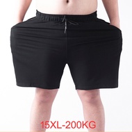 Men's big shorts plus size 14XL 15XL summer cotton large stretch sports casual loose large size 58 60 62 200KG black shorts