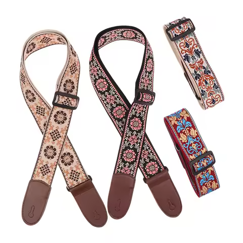 Adjustable Neck Strap Electric Acoustic Guitar Bass Luggage Accessories Guitar Strap Bass Cotton Lea