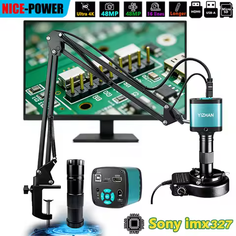 NICE-POWER 150X Digital Microscope 4K 60MP/48MP/13MP HDMI Type-C/USB Industrial Video Microscope Cam