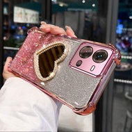 Case For vivo V25 5G V25E 5G Anti vibration soft shell with mirror makeup stand function mobile phon