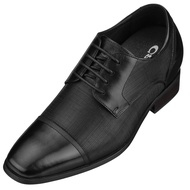 Y40552-3.2 Inches Taller - Height Increasing Elevator Shoes - Black Leather Lace-up Dress Shoes