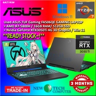 #AT193 USED ASUS TUF FA506QE GAMINIG LAPTOP AMD RYZEN R7-5800H 16G 512SSD RTX3050Ti RTX 3050 Ti 4G 1