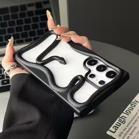 Hollow 3D Snake Phone Case For Samsung S25 Ultra S24 S23 S22 A56 A36 A26 A16 A55 A54 5G Heat Dissipa