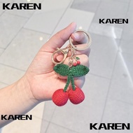 KAREN1 Yarn Keychain, Dripping Cherry Handmade Yarn Cherry Keychain, Cute Plant Dripping Cherry Keyc