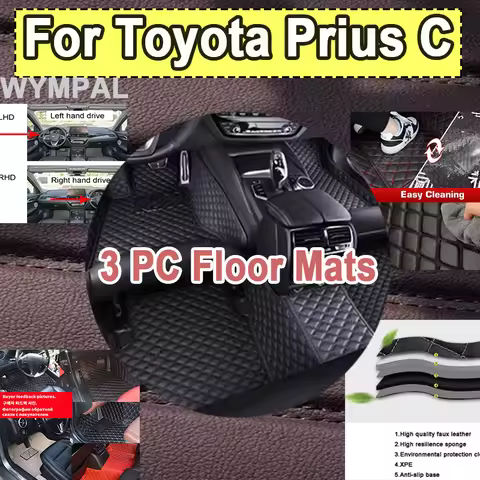 Luxury Car Floor Mats For Toyota Prius C Aqua NHP10 2012~2019 Carpets Rugs Leather Mat Rugs Car Acce