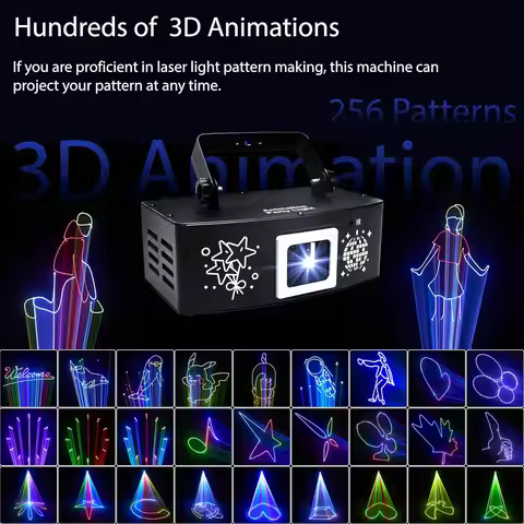 YSH 1W Laser DJ Lights 3D Animated Club Decorative Lighting Remote Control Sound Activated for Indoo