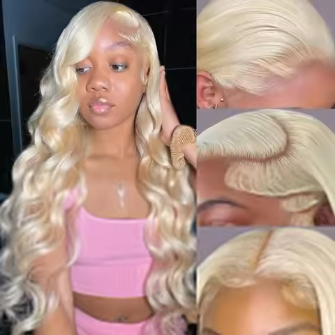 613 Blonde Colored Body Wave Full Frontal HD Transparent 13x4 13x6 Lace Human Hair Wigs Lace Front W