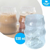 Domura Aesthetic Coffee Tea Wave Stripe Shape Glass Cup - GK24