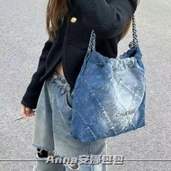 Chanel baby Blue 22Bag Glossy Cowhide chanel Tote Bag chanel Shopping Bag baby Blue chanel Bag chane