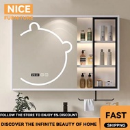 Smart Mirror Cabinet Bathroom Wall -mounted Intelligent Led Light Anti Fog Mirror Cabinet Hotel Bathroom Mirror Rack with Backlight Separate Storage Integrated Cabinet