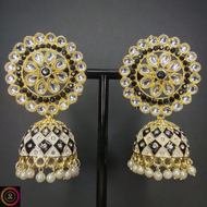 [Ready Stock] DHWANI Xtra Large Meenakari Jhumka With Stone Earrings
