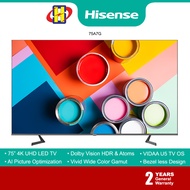 Hisense 4K UHD LED SMART TV (75 Inch) Wide Colour Gamut Dolby Vision HDR Dolby Atmos VIDAA Smart TV 75A7G