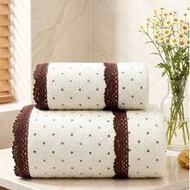 1/2 Pcs (13.78 * 29.53 Inch / 27.56 * 55.12 Inch) Polka Dot Lace Trim Coral Fleece Towel & Bath Towe