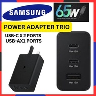 1688TVC Original Samsung 65w Charger 3 USB port adapter with Type C to Type C cable support Super Fast charging Galaxy S22 Ultra S20 Ultra S21 S20 FE Note 10 Plus Note 20 Z Flip 3 Z Fold 3 A91 A73 A53 A52 A33 5A fast charge cable