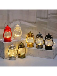 1入隨機發送的復古小油燈,電子蠟燭燈,led馬夜燈,創意裝飾禮物風燈情人節禮物