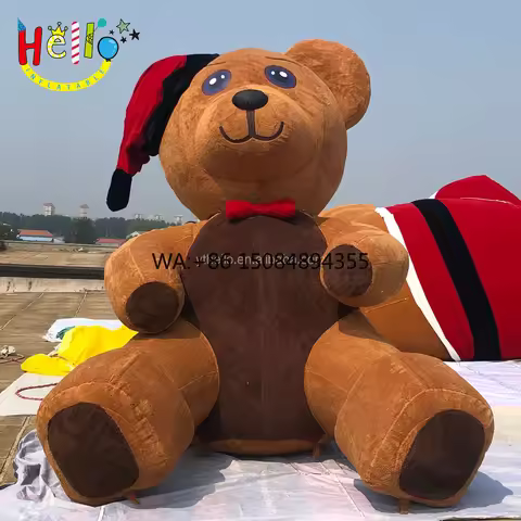 Outdoor Giant Inflatable Christmas Decorations Giant Plush Hairy Bear Inflatable