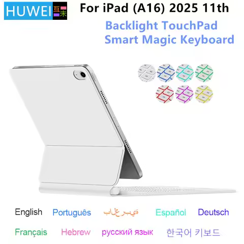 Magic Keyboard for iPad A16 11 inch 2025 iPad 11th Gen Tablet Smart Case Portuguese Spanish Hebrew A
