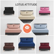 Lotus ชุดผ้าปู 6ฟุต+ผ้านวมเย็บติด 90x100นิ้ว (6ชิ้น) ชุดเครื่องนอนโลตัสรุ่น ATTITUDE สีพื้น ทอ 490 เส้นด้าย นุ่มที่สุด(King Size)