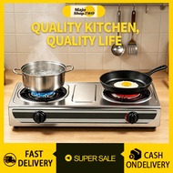 COD Dual Gas Stove 2.7KW Infrared Gas Stove Burner 8 Jet Head Nozzle LPG Cooktop Dapur Gas Stainless