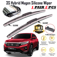 1pair(set) Honda WRV Mugen Japan Silicone Wiper Blade Front Windscreen 3 Section Boneless Full Silic
