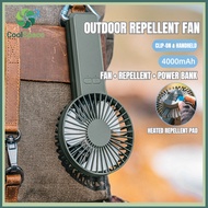 3-in-1 Outdoor  Portable Fan with Mosquito Repellent & Power Bank | Carabiner Handheld Fan | Kipas T