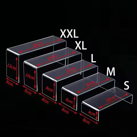 Acrylic Risers, Clear Rectangular Tiered Display Stand, Tabletop Riser Shelf for Collectibles Jewelr