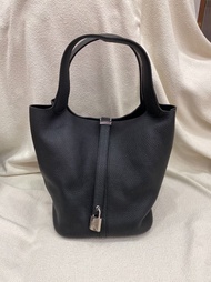 愛馬仕 Hermès Picotin 26 菜籃子 黑色 TC皮 銀扣｜X刻
