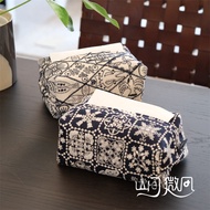 Heavy Industry Antique French Cotton Linen Embroidered Storage Tissue Box