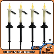 【AM】4 Pieces Led Flameless Electric Candles Lamp With Black Ground Plug Lamp For Wedding Christmas Birthday Candles Lamp