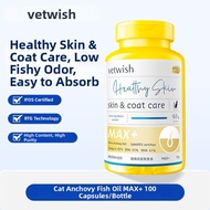 vetwish | Vetwish Pet Fish Oil Capsules for Cats Beautiful Fur Skin Care Universal Size Liquid Form 