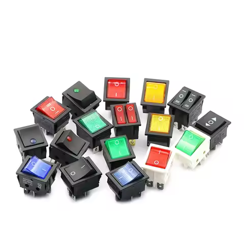 2PCS KCD4 Rocker Switch on Off 6 Pin with Led 4 16A 250V 220V T85 20A 4Pin Light for 2 Position 220 