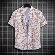 M-5XL Summer Cartoon Print Couple Loose Casual Plus Size Hawaiian Short Sleeve Shirt Men