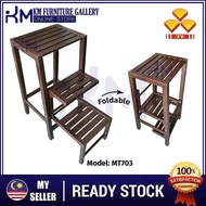 KM Furniture 3V MT703 Folding Copper Hammer Tone Wrought Iron Foldable Step Ladder Chair Stool /Kerusi Bertangga Tangga