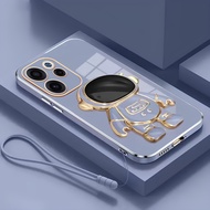 Reno 15 Soft Case 15F 5G Astronaut Plating Holder Free Mobile Phone Lanyard