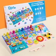 Wooden 8-in-1 Montessori Multi-Function Learning Board - Matching Numbers, Letters, Magnetic Fishing
