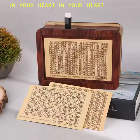 1 Set Wooden Piggy Bank Money Container Money Box For Cash Saving Treasure Coin Case 1000/5000/10000