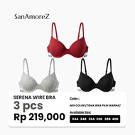 SanAmoreZ | Underwire Bra | Wire Bra | Size 34A - 40B Soft Foam & Sporty Look Serena Wire Bra 3 Pcs