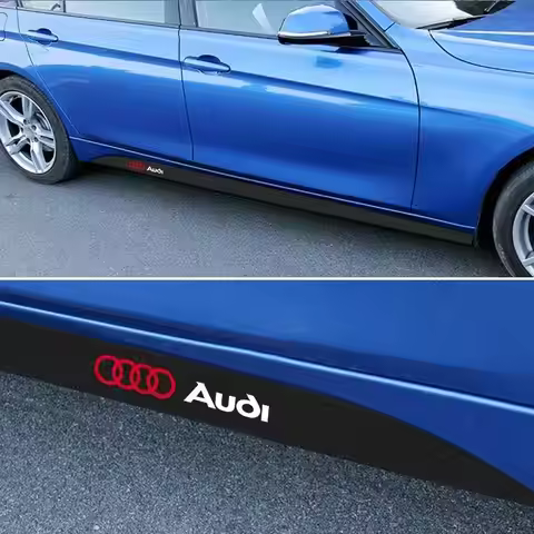 Car Door Side Skirt Sill Stripe Carbon 3D Sticker Decals For Audi B5 B6 B7 B8 B9 A1 A7 A8 Q2 A3 8P 8