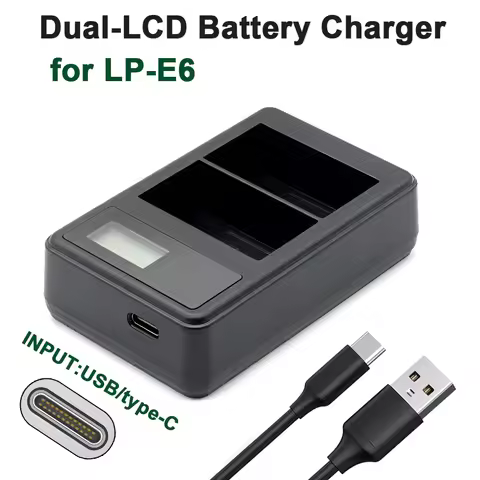 LP-E6 battery charger dual slot, suitable for Canon camera battery charging EOS R7, EOS E6, EOS R5, 