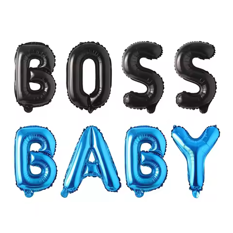 1Set Boss Party Decorations Blue Black Baby Letter Balloon Banner Boy Birthday Decor the of House Ba