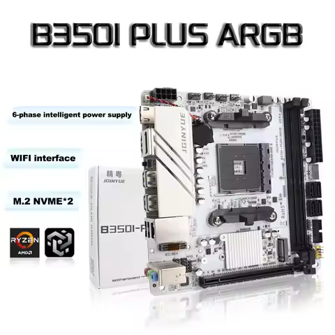 JGINYUE B350 Chip MINI-ITX AM4 DDR4 Motherboard Desktop Gaming AMD Motherboard B350I-PLUS ARGB Sata