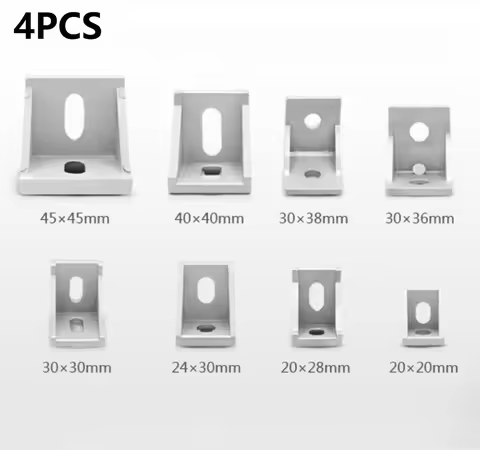 4PCS Aluminum Corner Code 90 Degree 2020/3030/4040 Mounting Angle Aluminum L-Shaped Connector Fasten