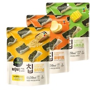 Bibigo Korea seaweed snack , Kimbugak snack chip 3-piece set (original, potato, sweet corn) 40g each, 3 pieces in total