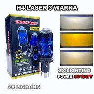H4 Mini Laser All Weather 3 Color H4 Biled Projector Blue Lens 50 Watt Plus Full AluminumDEVIL